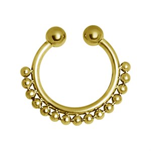 24k gold plated fake septum ring with ball chain