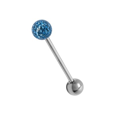 Crystal tongue barbell with epoxy on gems