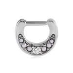 Jewelled septum clicker with synthetic pearls