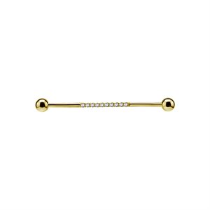24k gold plated jewelled industrial barbell
