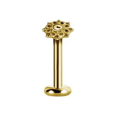 24k gold plated labret with tribal attachment