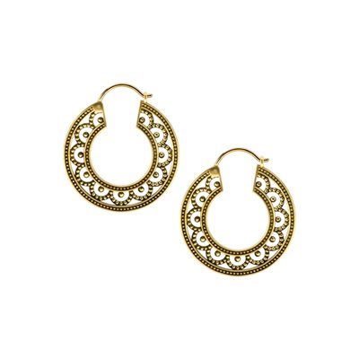 Tribal brass hoop earrings