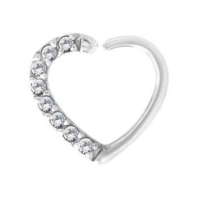 Jewelled heart continuous ring - right ear