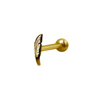 24k gold plated one side barbell with feather