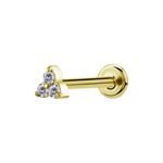 24k gold plated internal labret with jewelled trinity