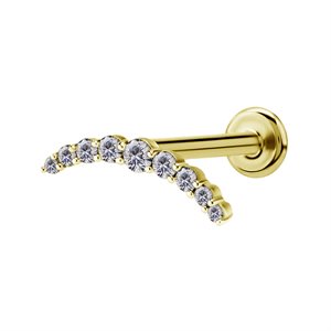 24k gold plated internal labret with jewelled crescent