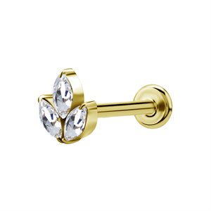 24k gold plated internal labret with jewelled marquise
