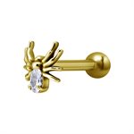 24k gold plated barbell with jewelled spider attachment