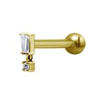 24k gold plated internal barbell with jewelled baguette