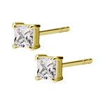 24k gold plated jewelled square earstuds