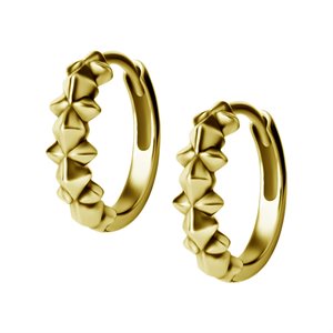 24k gold plated hoop earrings with pyramids and spikes