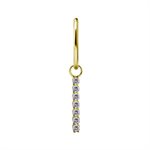 18k gold plated CoCr jewelled bar charm 16mm for clicker