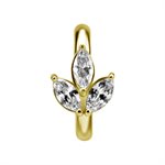 24k gold plated CoCr hinged belly clicker ring with marquise
