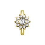 24k gold plated CoCr jewelled flower belly clicker ring