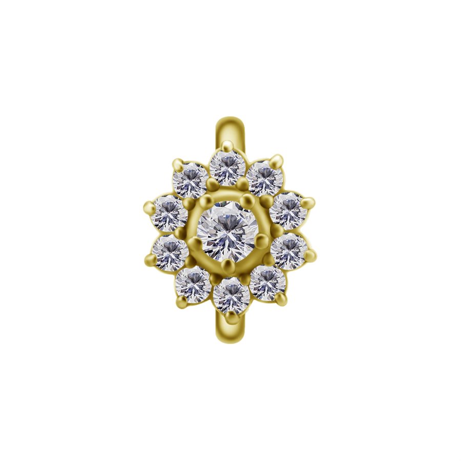 18k gold plated CoCr rook clicker ring with flower
