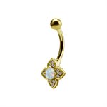 24k gold pvd navel banana with lab created opal