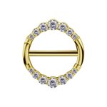 24k gold plated double hinged jewelled nipple clicker ring
