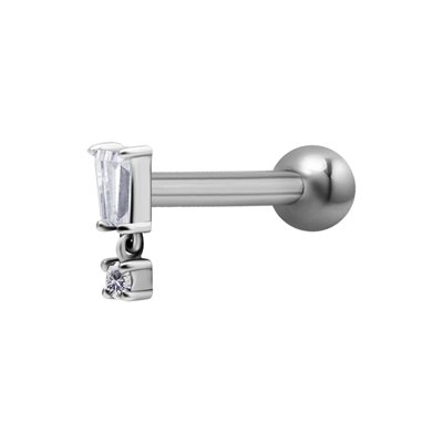 One side internal barbell with jewelled baguette attachment