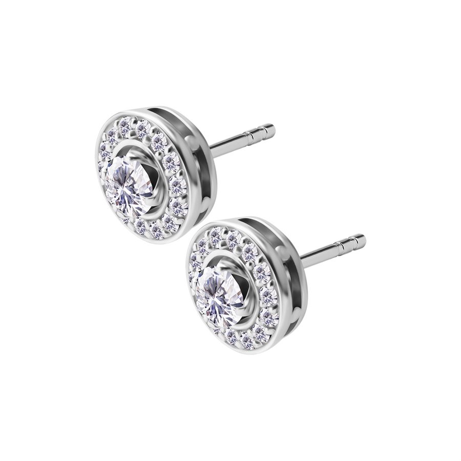 Jewelled earstud with detachable pave set disc