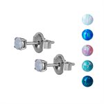 Earstuds with prong setting round opal