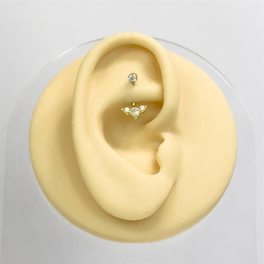 Gold plated threadless rook banana with 18k gold attachment