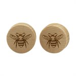Plugs en bois d'érable avec une abeille - vendues en paire