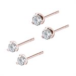 24k rose gold plated round cubic zirconia earstuds